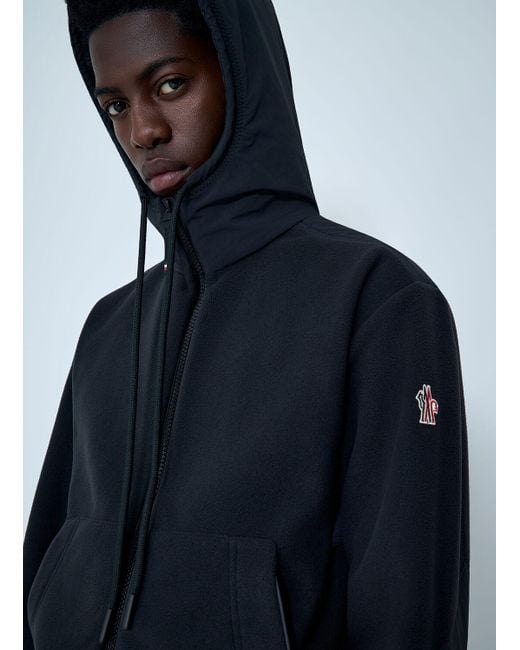 Moncler Blue Hooded Jacket With Logo Patch for men