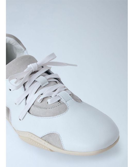 Acne White Leather Lace-Up Sneakers for men