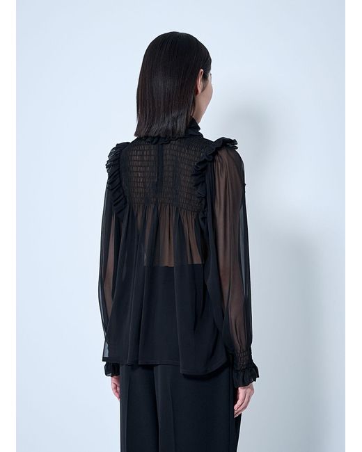 Saint Laurent Black Ruffled Silk Blouse