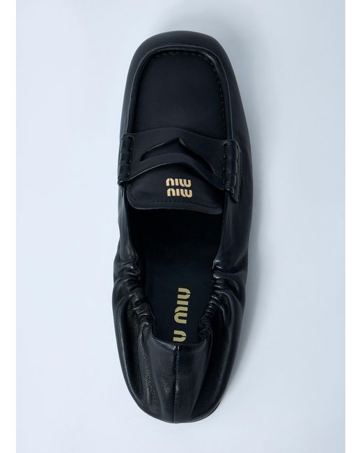 Miu Miu White Logo Motif Leather Loafers
