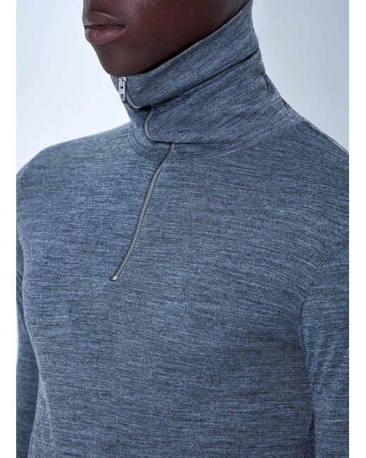 Jil Sander Blue Half-Zip Long Sleeve Top for men