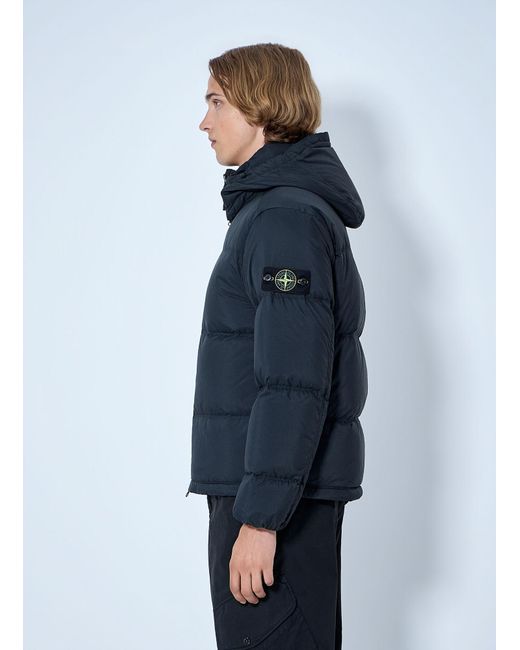 Stone Island Blue Padded Hooded Jacket for men