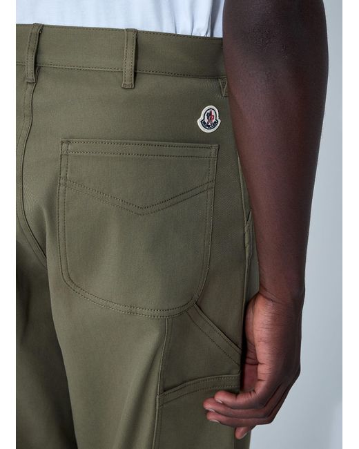 Moncler Green Logo Patch Pants for men