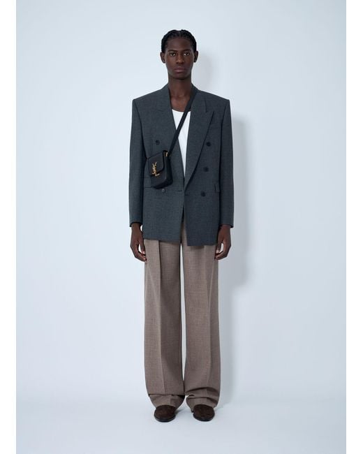 Saint Laurent Gray Double-Breasted Wool Blazer for men