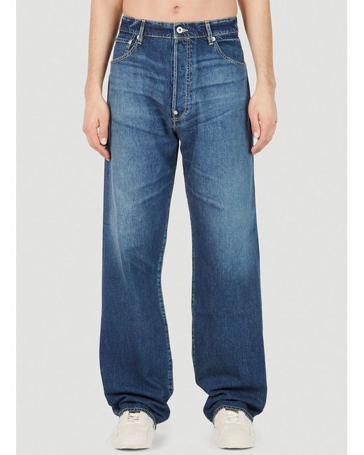 KENZO Suisen Relaxed Wide Leg Jeans in Blue for Men | Lyst