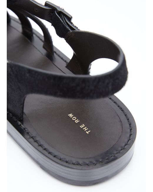 The Row Black Pablo Ponyhair Sandals for men