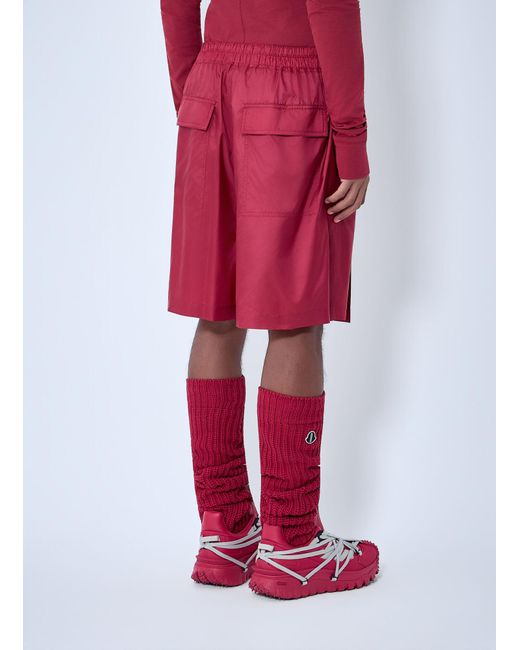 Moncler Red Rick Owens Drawstring Midi Kilt Shorts