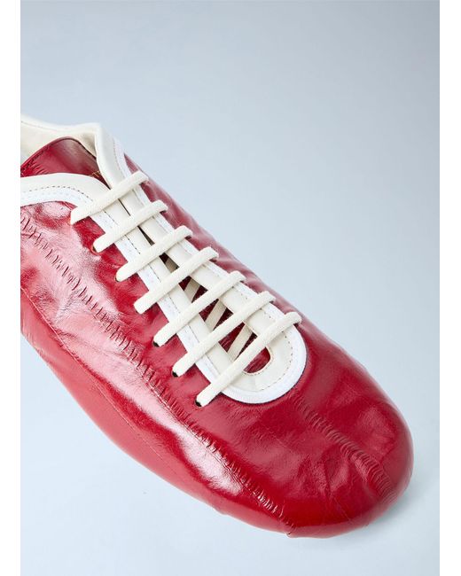 Dries Van Noten Red Leather Lace-Up Sneakers