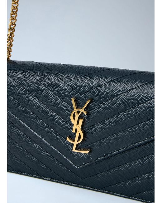 Saint Laurent Blue Cassandre Chain Wallet