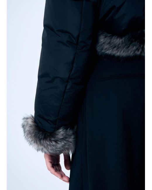 Alexander Wang Blue Puffer Jacket With Shearling Trims
