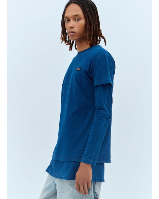 Miu Miu Blue Set Of Three Logo-Patch T-Shirts for men