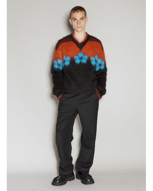 Marni Gray Mohair Flower Sweater for men