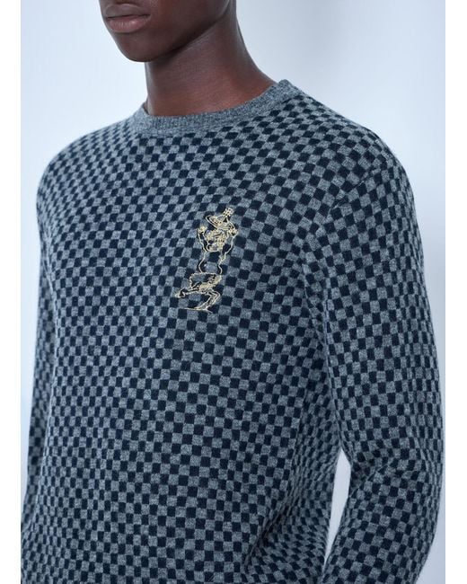 Vivienne Westwood Blue Checkmate Jumper for men