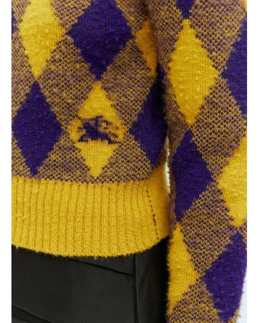 Burberry Yellow Argyle Wool Sweater