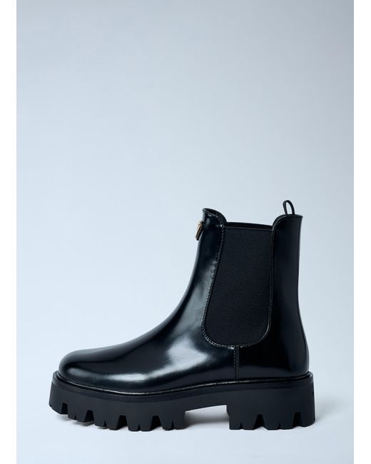 Prada Blue Logo Plaque Ankle Boots