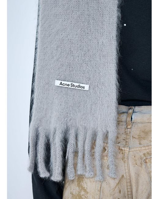 Acne Blue Fringed Wool Scarf