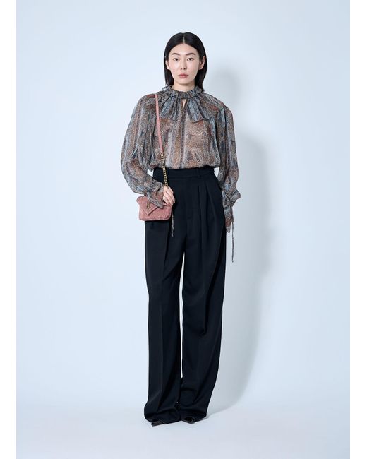 Saint Laurent Blue Paisley Silk Georgette Blouse