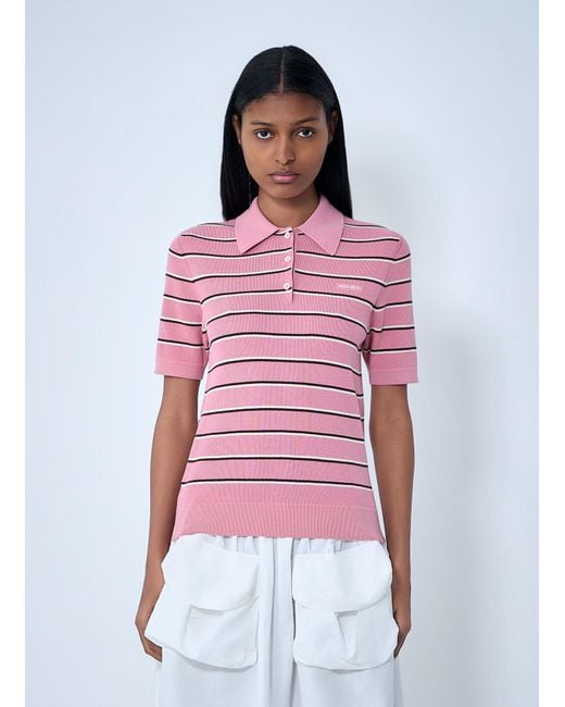 Miu Miu Red Striped Polo Shirt