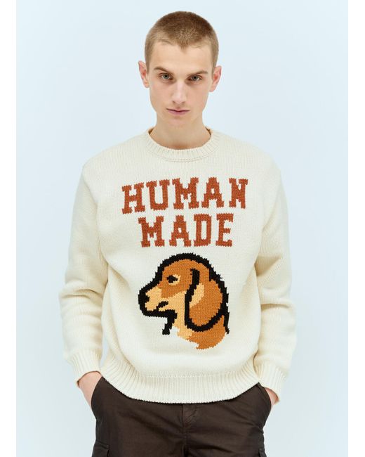 Human Made Gray Dachs Knit Sweater for men