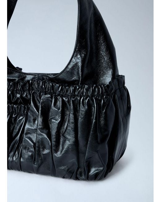 Marni Black Gathered Leather Shoulder Bag