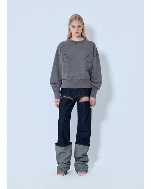 Jean Paul Gaultier Gray Fleece Embroidered Sweatshirt