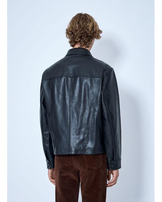 Marni Gray Leather And Suede Panel Jacket for men