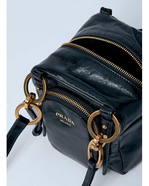 Prada Blue Mini Dangle Leather Handbag