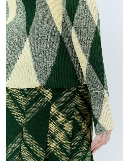 Burberry Green Argyle High-neck Sweater