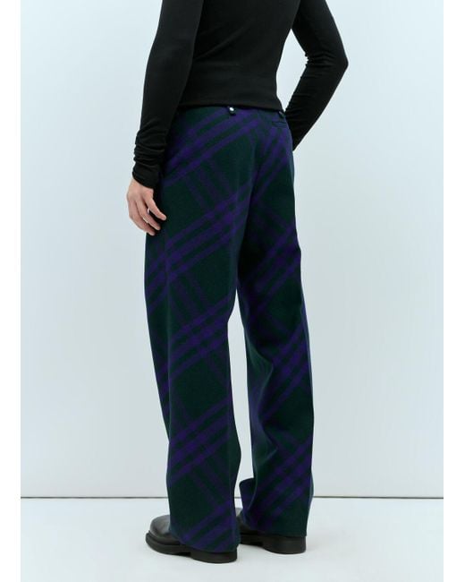 Burberry Blue Check Wool Pants for men
