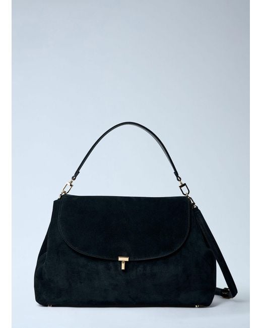Totême  Blue T-Lock Suede Satchel Bag