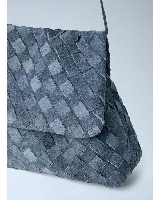 Bottega Veneta Blue Giorno Suede Shoulder Bag