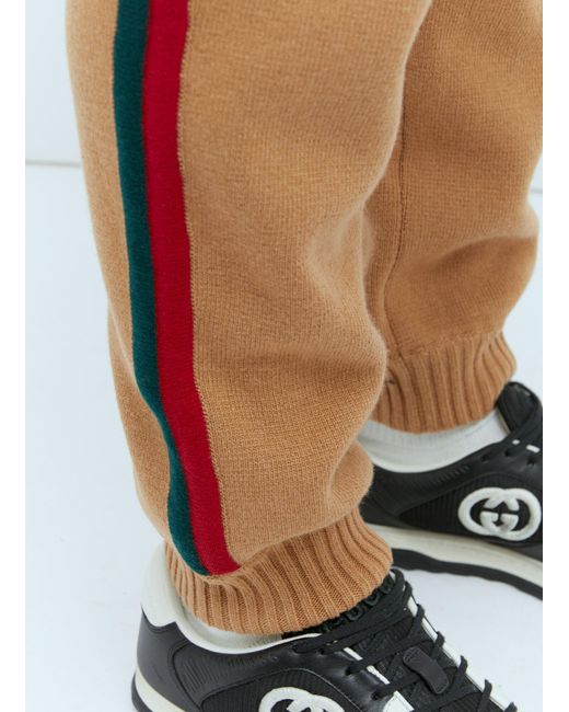 Gucci Natural Web Wool-knit Track Pants for men