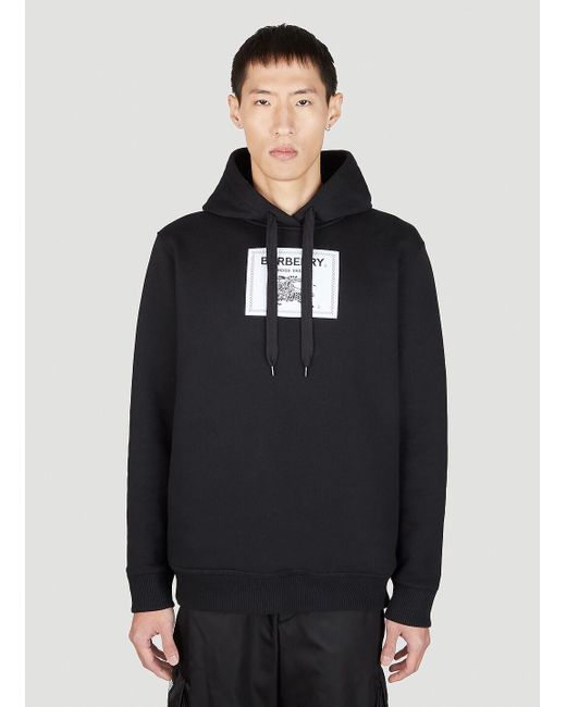 Burberry Logo Patch Hooded Sweatshirt in Blue for Men | Lyst UK