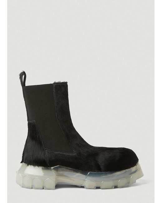 Rick Owens Hairy Chelsea Boots in Black | Lyst