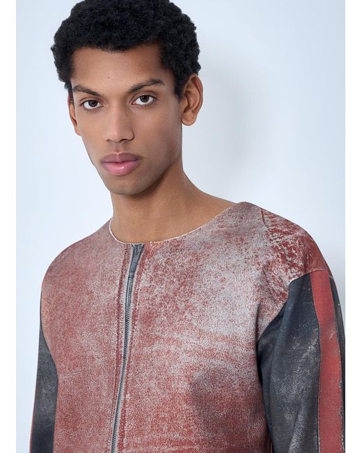 GALLERY DEPT. Red Raw-Edge Zip-Print Top for men