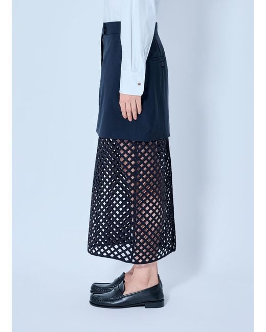 Max Mara Blue Overlay Panel Skirt