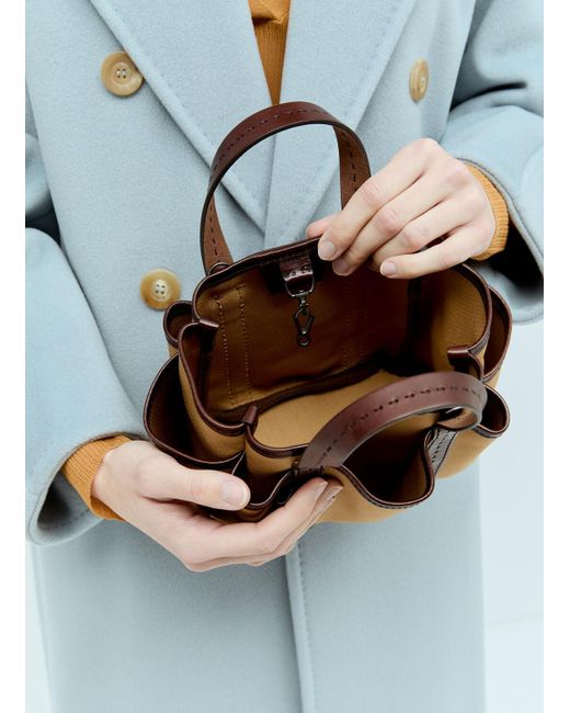 Max Mara Brown Mini Canvas-leather Tote Bag