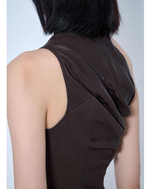 Rick Owens Blue Athena One-Shoulder Tank Top