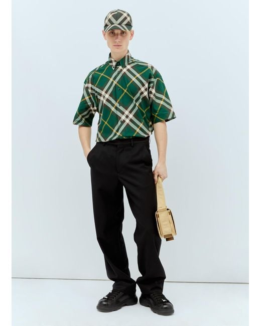 Burberry Green Check Short-sleeve Shirt for men