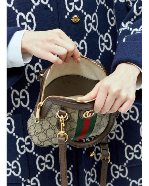 Gucci Blue Ophidia Gg Mini Top Handle Handbag
