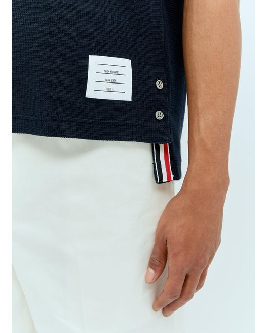Thom Browne Blue Knit Polo Shirt for men