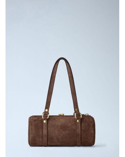 COACH Brown Kisslock Barrel Bag 28