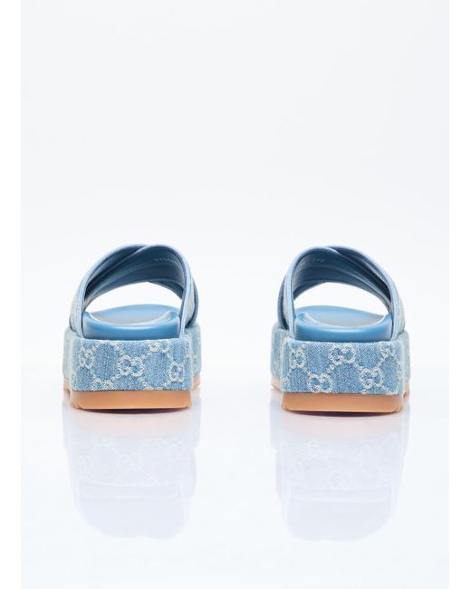Gucci Blue GG Platform Slide Sandal