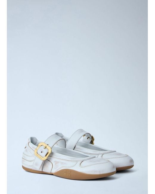 Miu Miu Blue Gymnasium Ballerina Flats