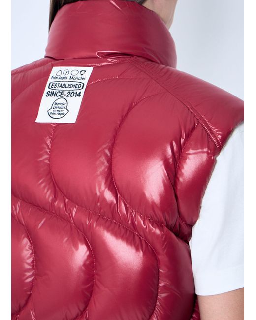 8 MONCLER PALM ANGELS Red Gwenyth Down Gilet for men