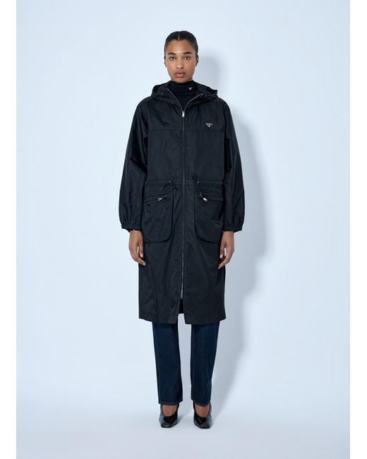 Prada Blue Re-Nylon Drawstring Coat