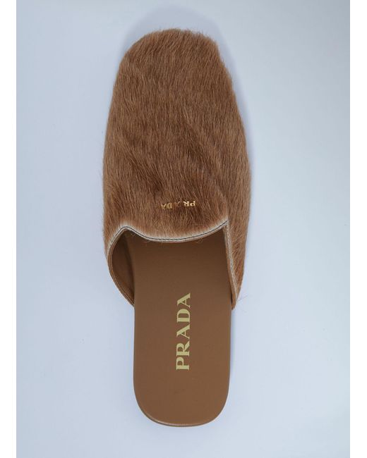 Prada White Leather Pony-Hair Mules