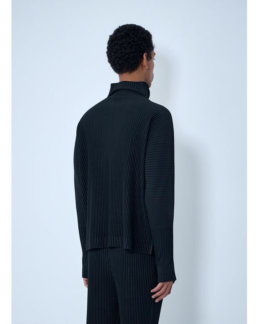 Homme Plissé Issey Miyake Blue Pleated Half-Zip Pullover Sweater for men