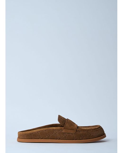 Gucci White Sabot With Double G Mules