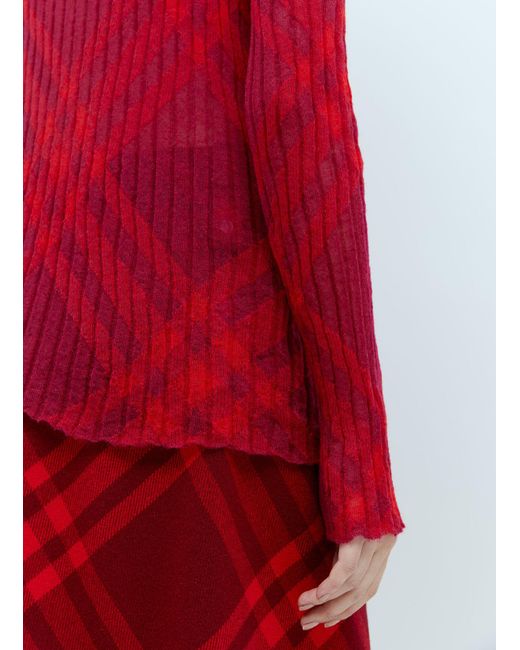 Burberry Red Check Mohair Blend Sweater